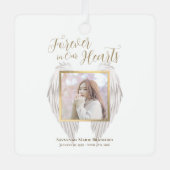 Elegant Memorial Forever in ons hart Foto Metalen Ornament (Voorkant)