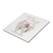 Elegant Memorial Forever in ons hart Foto Tegeltje (Zijkant)