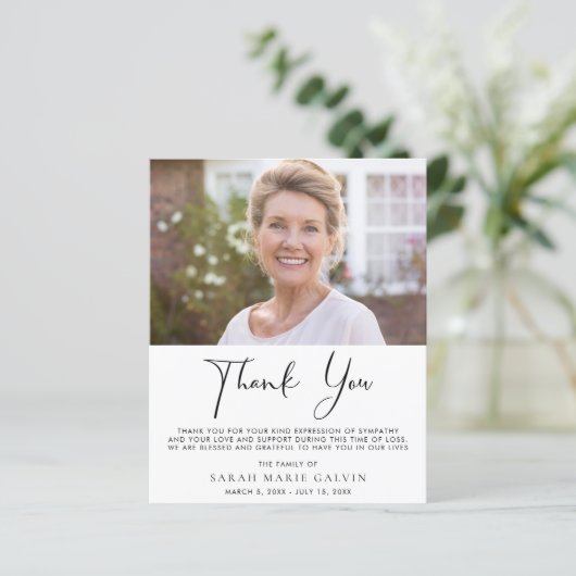 Elegant Memorial Foto: Dank u wel (Staand voorkant)
