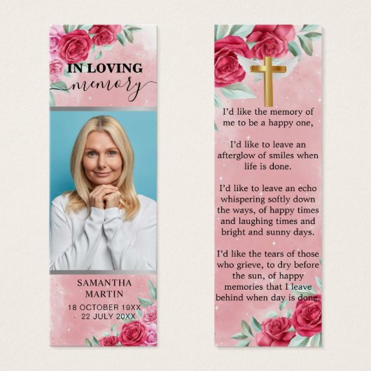 Elegant Memorial Funeral Bladwijzer Mini Visitekaartjes (Voorkant /achterkant)