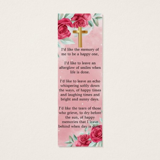 Elegant Memorial Funeral Bladwijzer Mini Visitekaartjes (Achterkant)