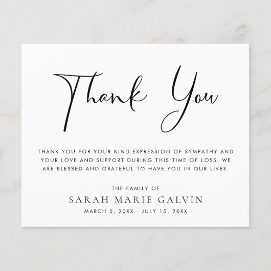 Elegant Memorial Funeral Dank je kaart (Voorkant)