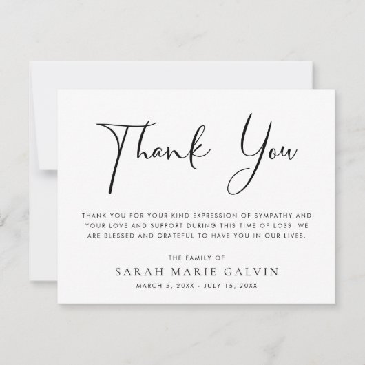 Elegant Memorial Funeral Dank je kaart (Voorkant)