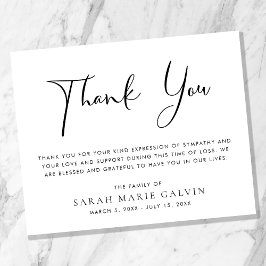 Elegant Memorial Funeral Dank je kaart