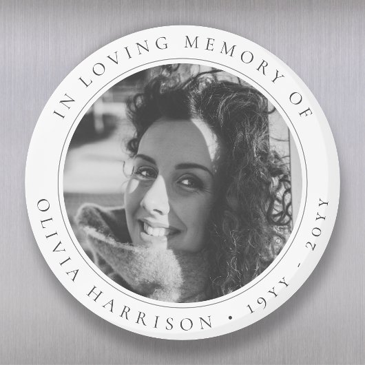 Elegant Memorial | Funeral Favor Black en White Magneet