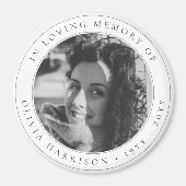 Elegant Memorial | Funeral Favor Black en White Magneet (Voorkant)