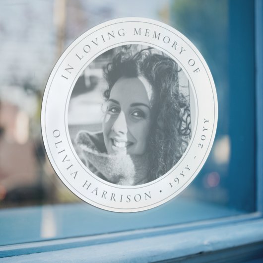 Elegant Memorial | Funeral Favor Black en White Raamsticker