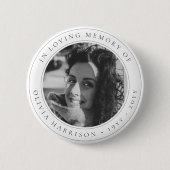 Elegant Memorial | Funeral Favor Black en White Ronde Button 5,7 Cm (Voorkant)
