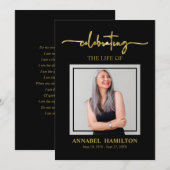 Elegant Memorial Funeral Photo Card for Service Kaart (Voorkant / Achterkant)