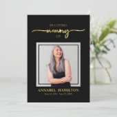 Elegant Memorial Funeral Photo Card for Service Kaart (Staand voorkant)