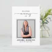 Elegant Memorial Funeral Photo Card for Service Kaart (Staand voorkant)