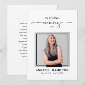 Elegant Memorial Funeral Photo Card for Service Kaart (Voorkant / Achterkant)