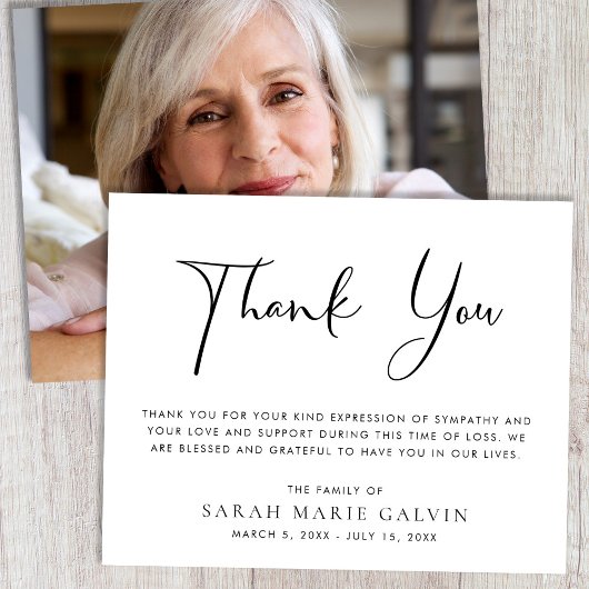 Elegant Memorial Funeral Photo Hartelijk dank