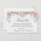 Elegant Memorial Funeral Pink Floral Waterverf Bedankkaart (Voorkant)