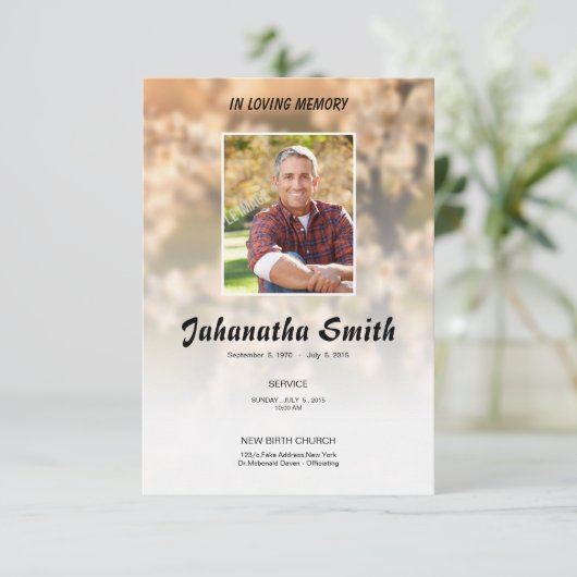 Elegant Memorial Funeral Program Card Kaart (Staand voorkant)