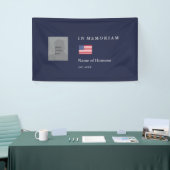 Elegant Memorial in blauw met foto en vlag Spandoek (Beurs)