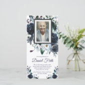 Elegant Memorial Navy Roos begrafenis bedankkaarte Bedankkaart (Staand voorkant)