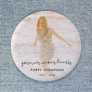 Elegant Memorial Photo Chic Funeral Favor Tribute Ronde Button 5,7 Cm