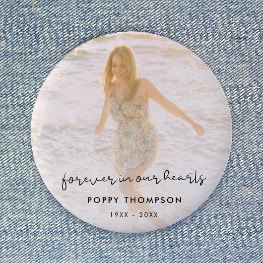 Elegant Memorial Photo Chic Funeral Favor Tribute Ronde Button 5,7 Cm