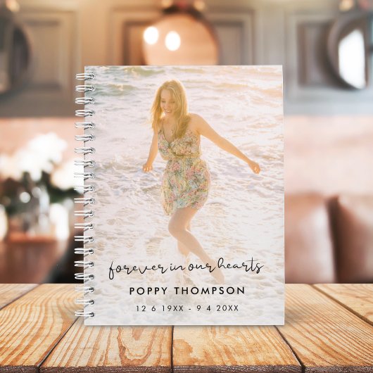 Elegant Memorial Photo Chic Funeral Guest Book Notitieboek