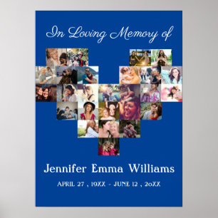 Elegant Memorial Photo collage Funeral Sympathie P Poster