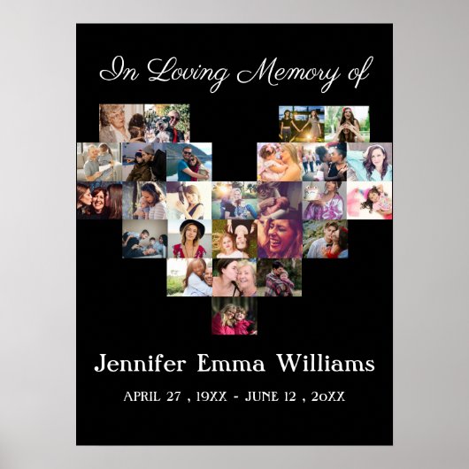 Elegant Memorial Photo collage Funeral Sympathie Poster (Voorkant)