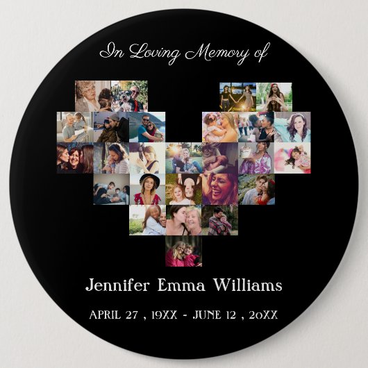 Elegant Memorial Photo collage Funeral Sympathie Ronde Button 6,0 Cm (Voorkant)