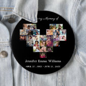 Elegant Memorial Photo collage Funeral Sympathie Ronde Button 6,0 Cm (In situ)