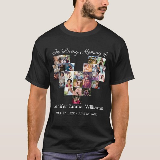 Elegant Memorial Photo collage Funeral Sympathie T-shirt (Voorkant)