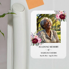 Elegant Memorial Photo Floral Magneet