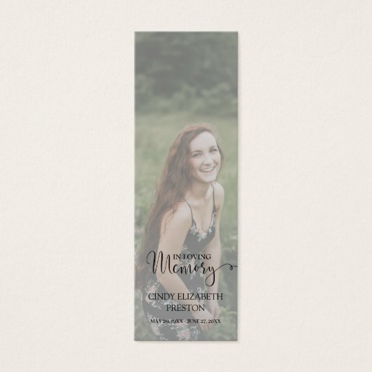Elegant Memorial Photo Funeral Poem Bladwijzer Mini Visitekaartjes (Voorkant)