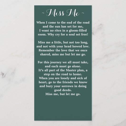 Elegant Memorial Photo Funeral Prayer Kaart (Achterkant)