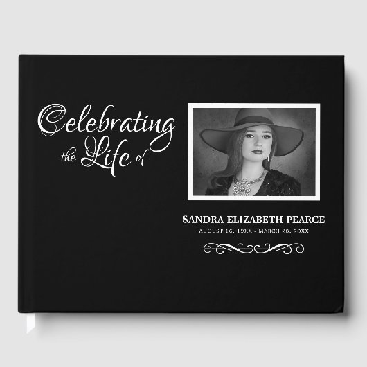 Elegant Memorial Photo | Houdbaarheid Gastenboek (Voorkant)