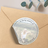 Elegant Memorial Photo in Loing Memory Funeral Ronde Sticker
