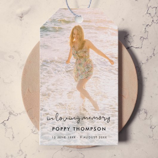 Elegant Memorial Photo Loving Memory Funeral Favor Cadeaulabel