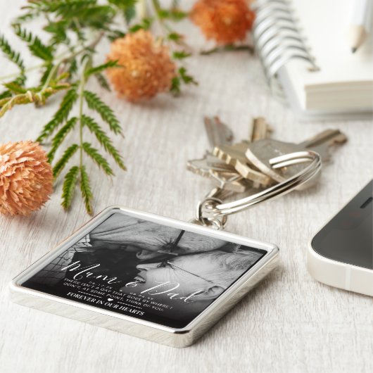 Elegant Memorial Photo | Mam en vader Sleutelhanger (Zijkant)