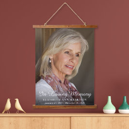 Elegant Memorial Photo White Script Overlay Hangend Wandkleed
