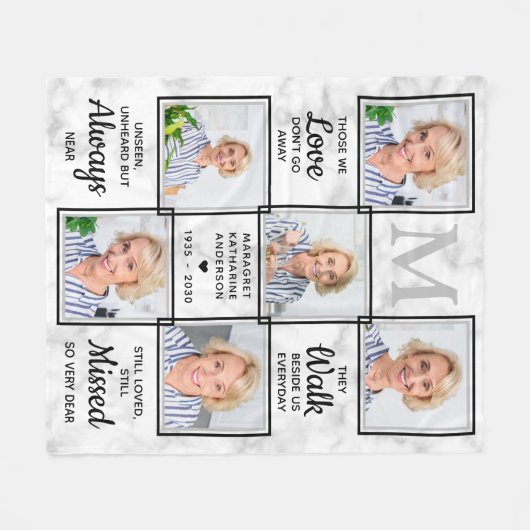 Elegant Memorial Remembrance Custom Photo Collage Fleece Deken (Voorkant (Horizontaal))