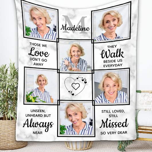 Elegant Memorial Remembrance Custom Photo Collage Fleece Deken