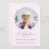 Elegant Memorial Roze Bloemen Viering van het leve Kaart (Voorkant / Achterkant)