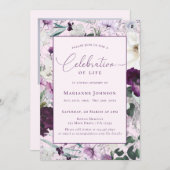 Elegant Memorial Roze Bloemen Viering van het leve Kaart (Voorkant / Achterkant)