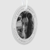 Elegant Memorial Sympathie Tributed Black and Whit Ornament (voorkant)