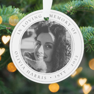 Elegant Memorial Sympathie Tributed Black and Whit Ornament