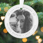 Elegant Memorial Sympathie Tributed Black and Whit Ornament