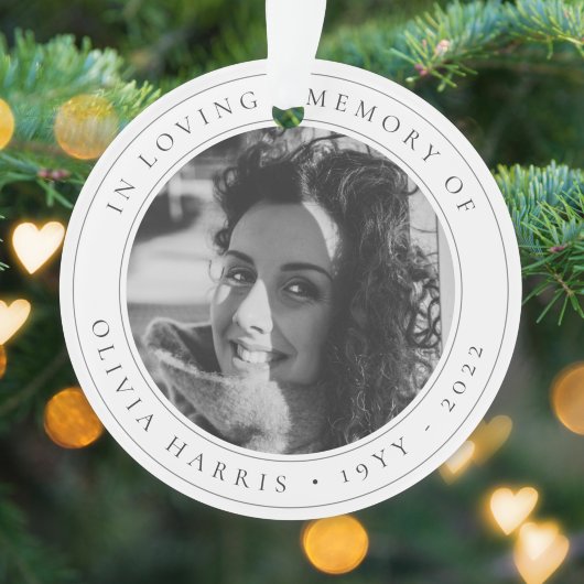 Elegant Memorial Sympathie Tributed Black and Whit Ornament