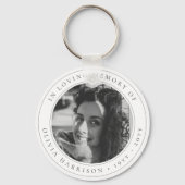 Elegant Memorial Sympathie Tributed Black and Whit Sleutelhanger (Voorkant)