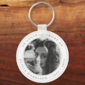Elegant Memorial Sympathie Tributed Black and Whit Sleutelhanger (Voorkant)
