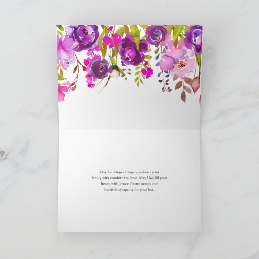 Elegant Memorial Waterverf Bloemen Sympathie Kaart (Binnen)