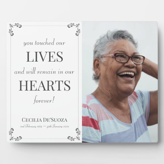 Elegant Memorial White Herdenking - Aangepaste fot Fotoplaat (Voorkant)