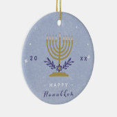 Elegant Menorah Happy Hanukkah Year Chrismukkah Keramisch Ornament (Rechts)